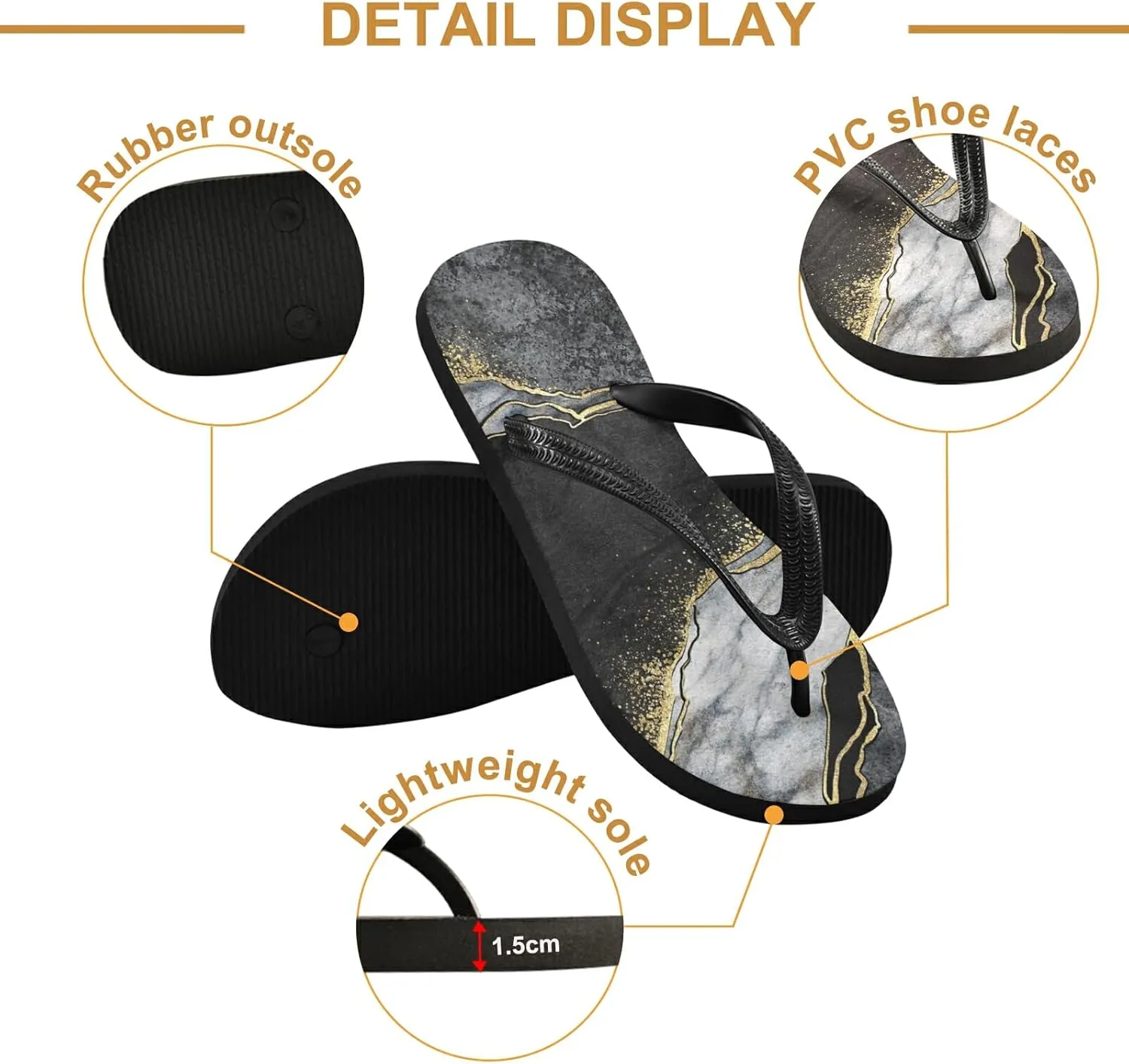 Poeticcity Flip Sandal Men Women Flip Flops for Hotel Spa Home Slippers Bedroom Travel S-XXL