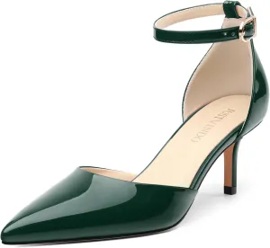 Pointed Closed Toe Heels for Women, Women's Ankle Strap Pumps, Wedding Party Office Business Dress Shoes