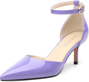Pointed Closed Toe Heels for Women, Women's Ankle Strap Pumps, Wedding Party Office Business Dress Shoes