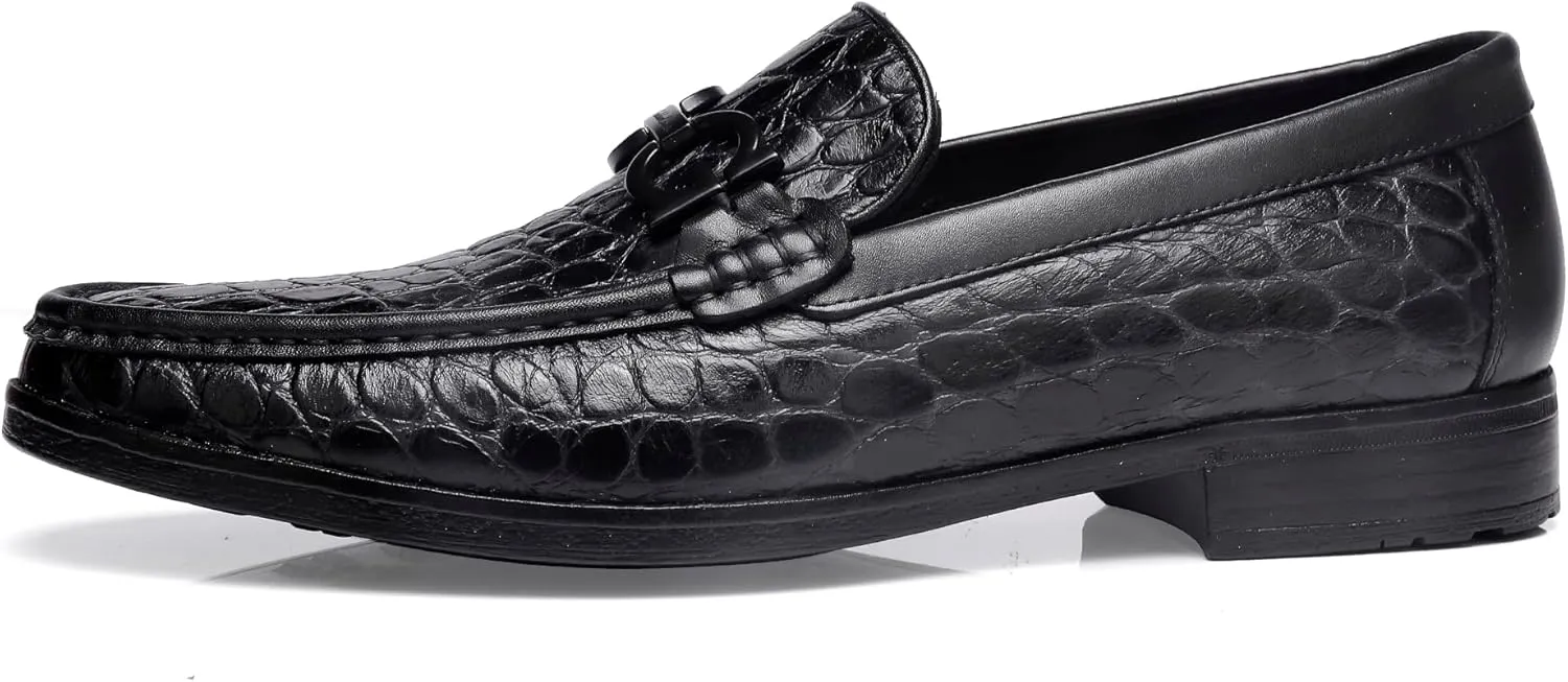 Premium Dress Shoes for Men, Classic Alligator Printed Business Leather Dress Slip on Loafer Shoes for Mens