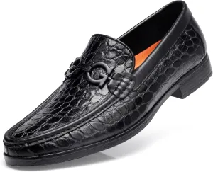 Premium Dress Shoes for Men, Classic Alligator Printed Business Leather Dress Slip on Loafer Shoes for Mens