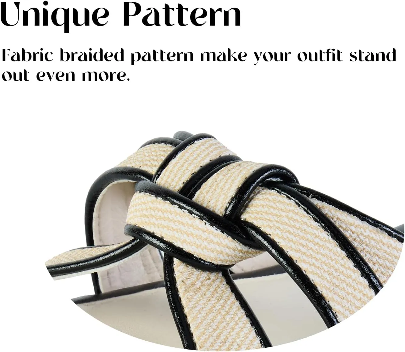 Putu Women's Flat Sandals Square Toe Slide Sandals Braided Sandals for Vacation