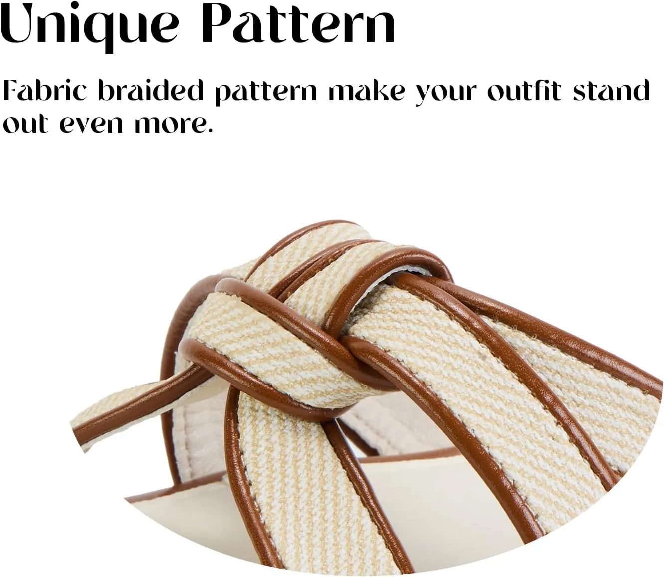 Putu Women's Flat Sandals Square Toe Slide Sandals Braided Sandals for Vacation