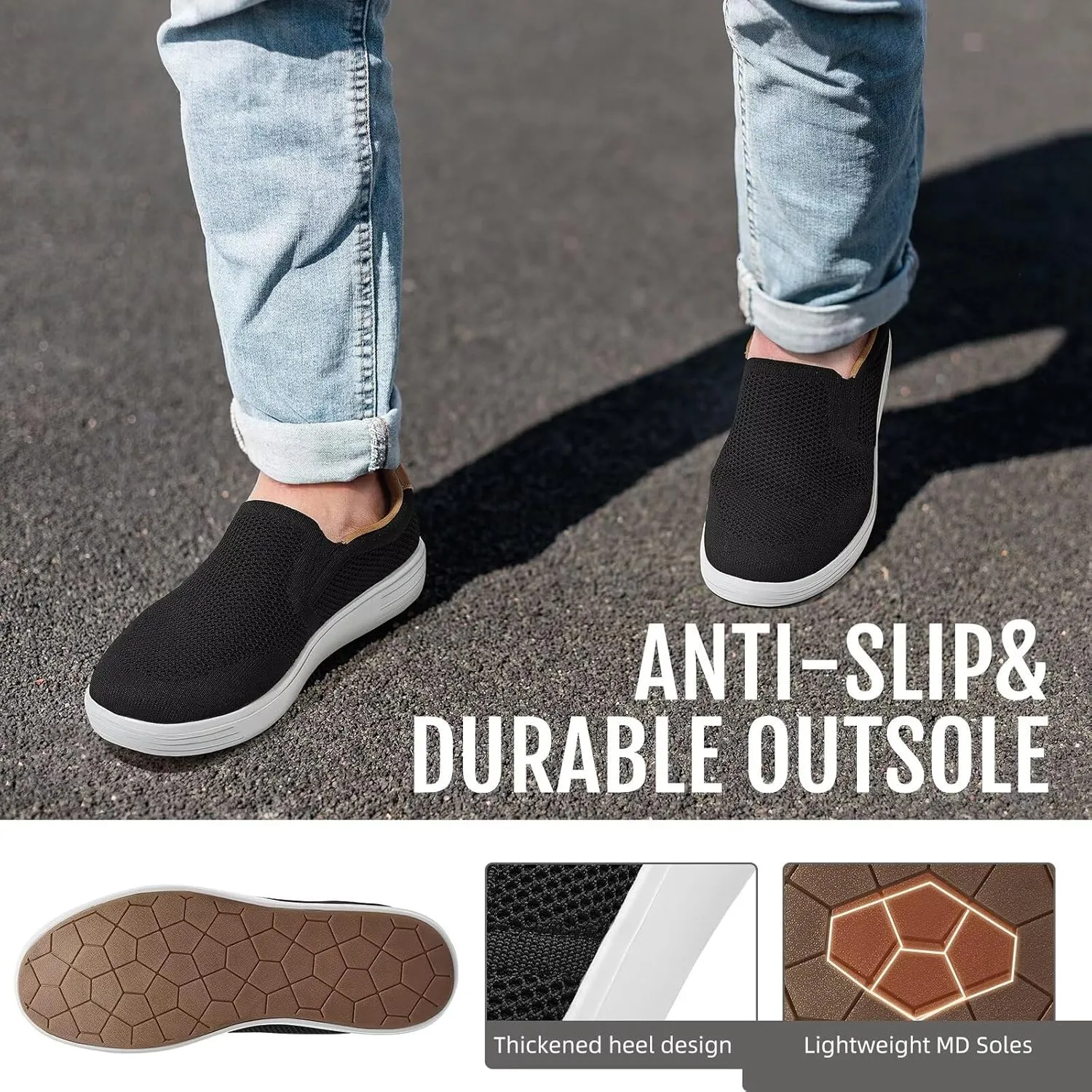 Puxowe Men's Casual Slip On Walking Shoes Mesh Comfortable Loafer