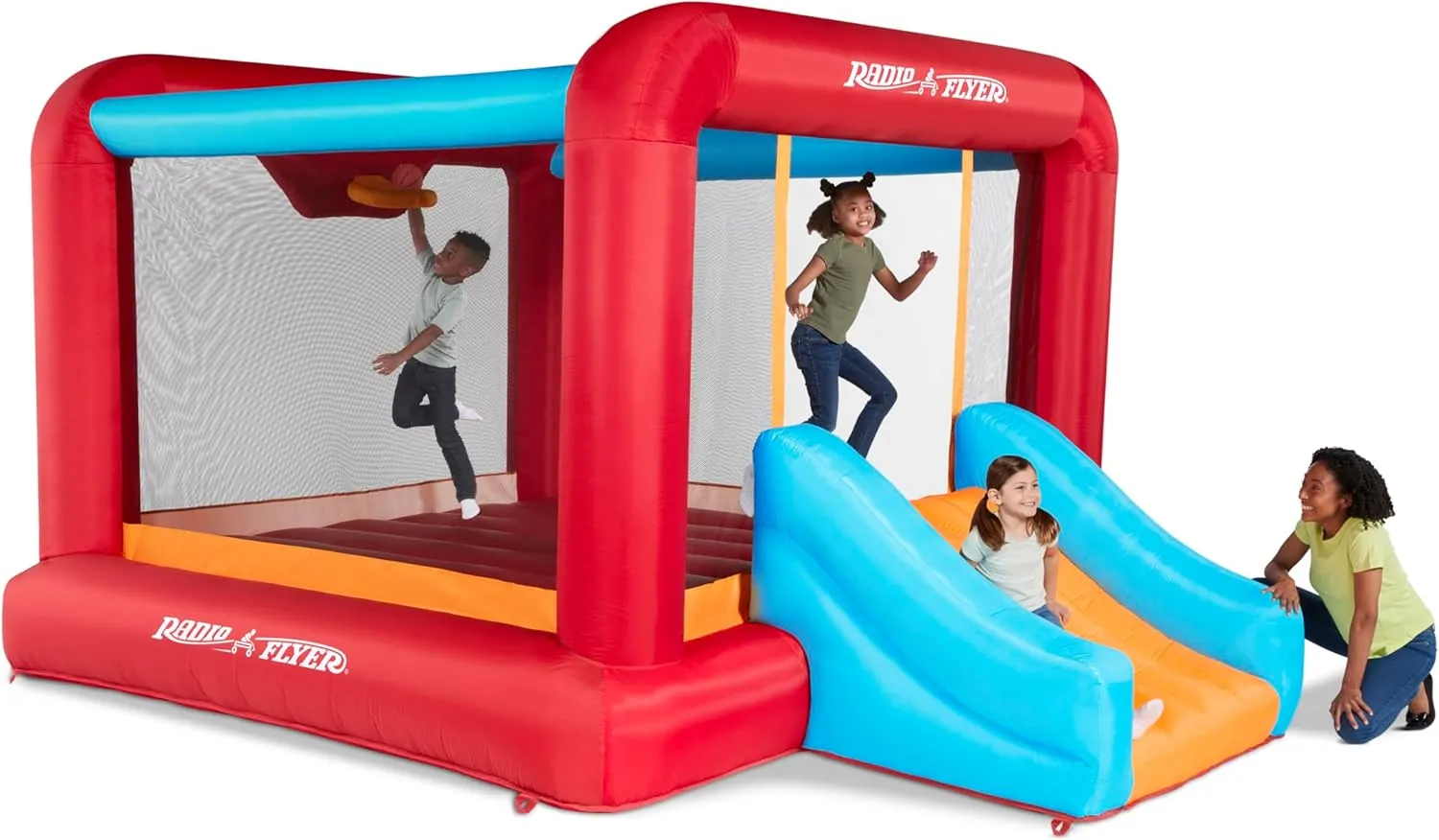 Radio Flyer XL Backyard Bouncer, Inflatable Bounce House with Slide for Kids, Including Stakes and Storage Bag, Ages 3-8 Years