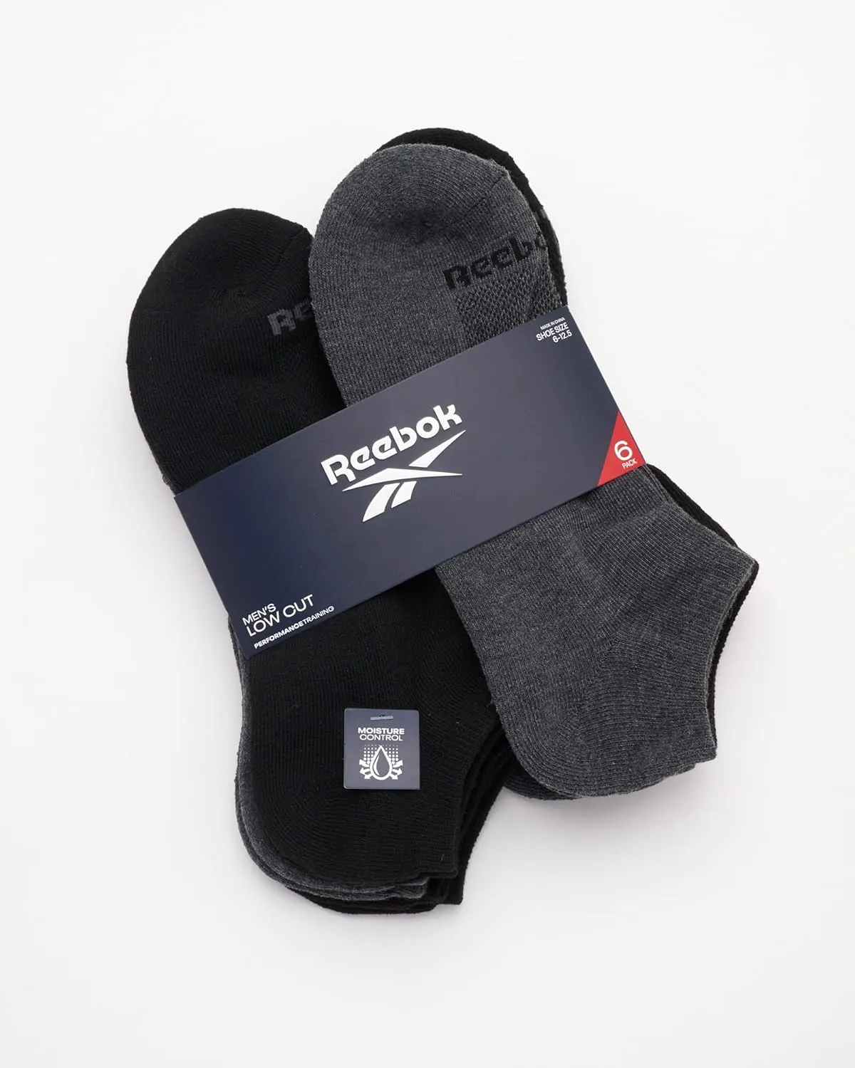 Reebok Men’s Low Cut Socks – 6 Pack Basic Cushion Low Cut No Show Socks for Men - Men's Athletic Socks (Size: 6-12.5)