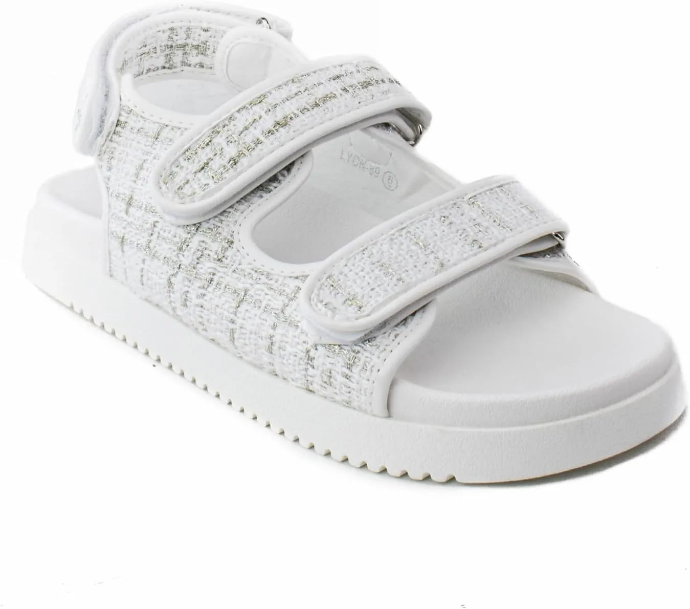 RF ROOM OF FASHION Women's Hook and Loop Double Strap Slingback Comfy Footbed Slide Sandals
