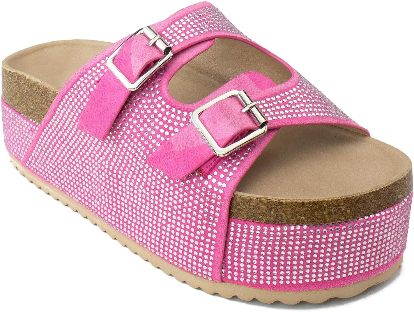 RF ROOM OF FASHION Women's Open Toe Slide on Footbed Platform Sandals