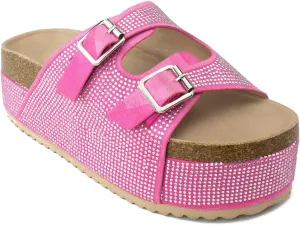 RF ROOM OF FASHION Women's Open Toe Slide on Footbed Platform Sandals