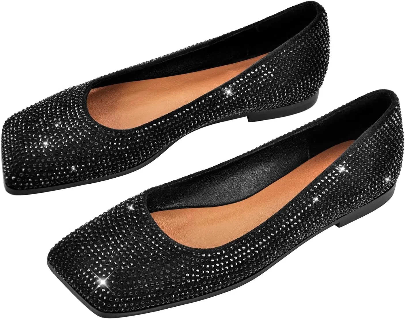 richealnini Women's Slip On Slide Flats Pumps Crystals Loafer Party Wedding Shoes
