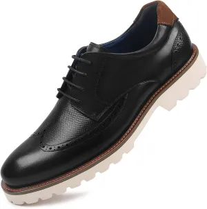 RITIZEN Men's Oxford Formal Shoes Classic Lace-up Dress Shoes Business Casual Oxford Genuine Leather Shoes