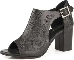 Roper Women's Black Floral Tooled Heel Black 7.5 B