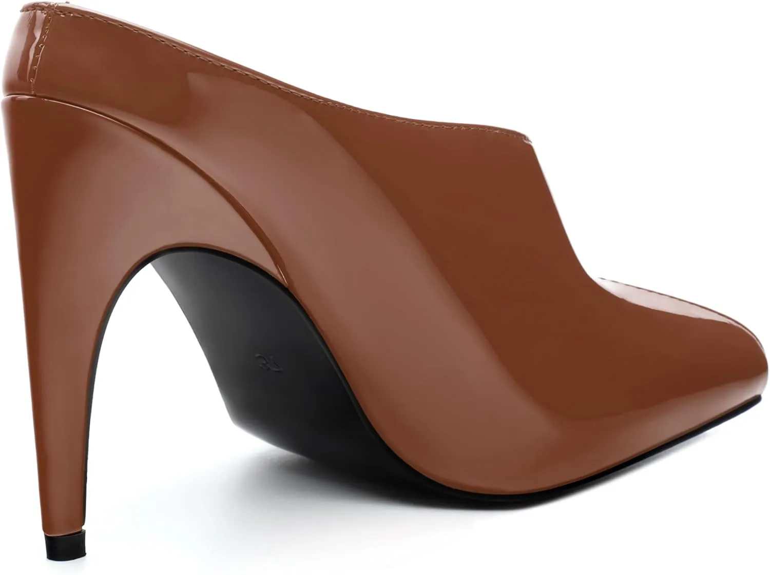 ROSERWISH Heeled Mules for Woman High Heel Mules Slip on Casual Slide Mules Square Toe Stiletto Heels Patent Comfortable Fashion Dress Shoes