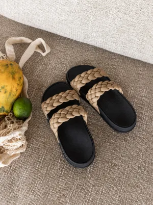 Roxy Slippy Braided Slide - Taupe / Blk