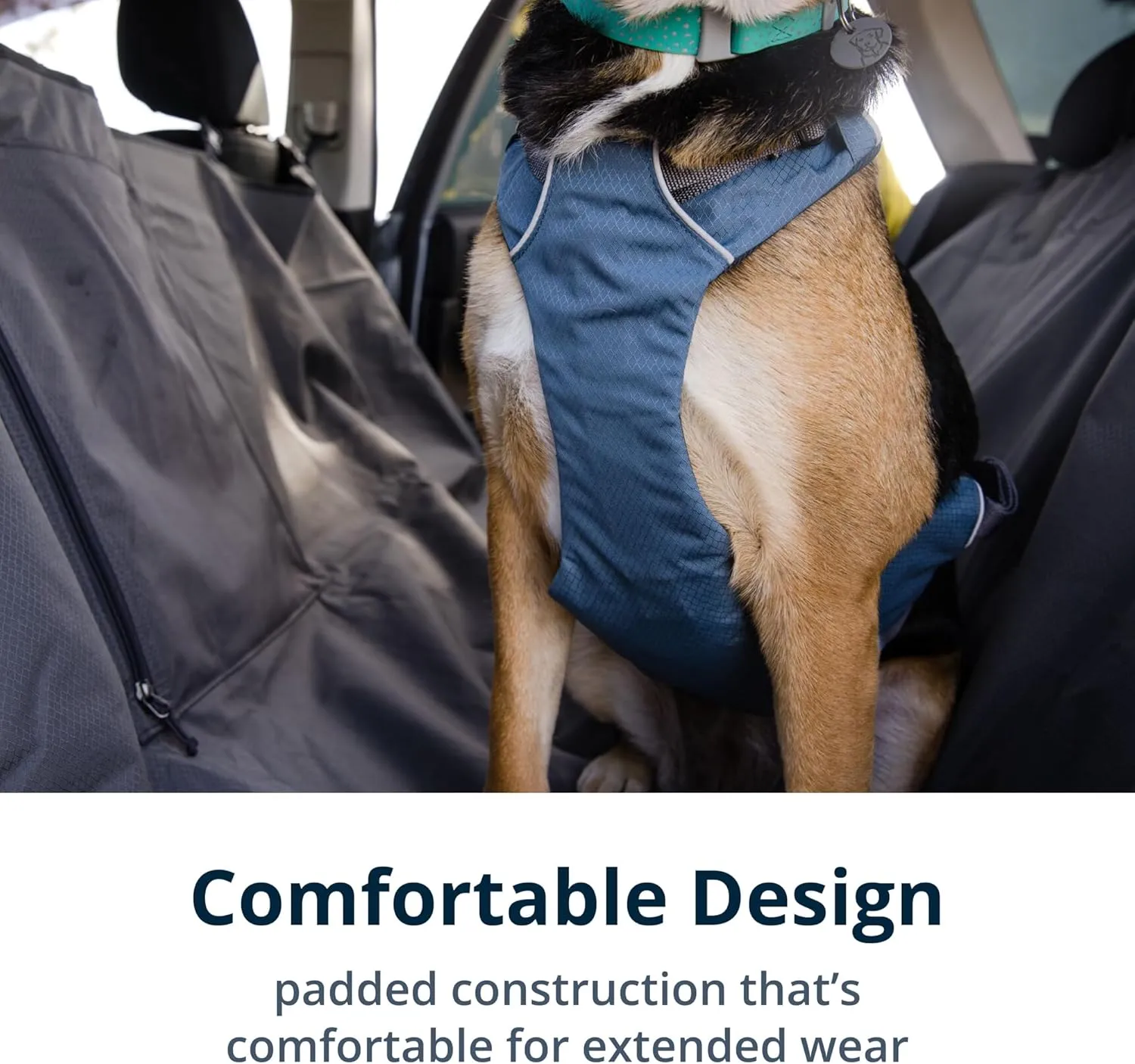 Ruffwear, Load Up Dog Harness, Strength-Rated Car Safety Harness with Universal Seat Belt Attachment, Slate Blue, Medium