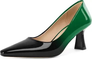 SAMMITOP Womens Kitten Heel Pumps Square Toe Comfortable Low Heels 2.5 Inch Office Work Dress Pump Shoes