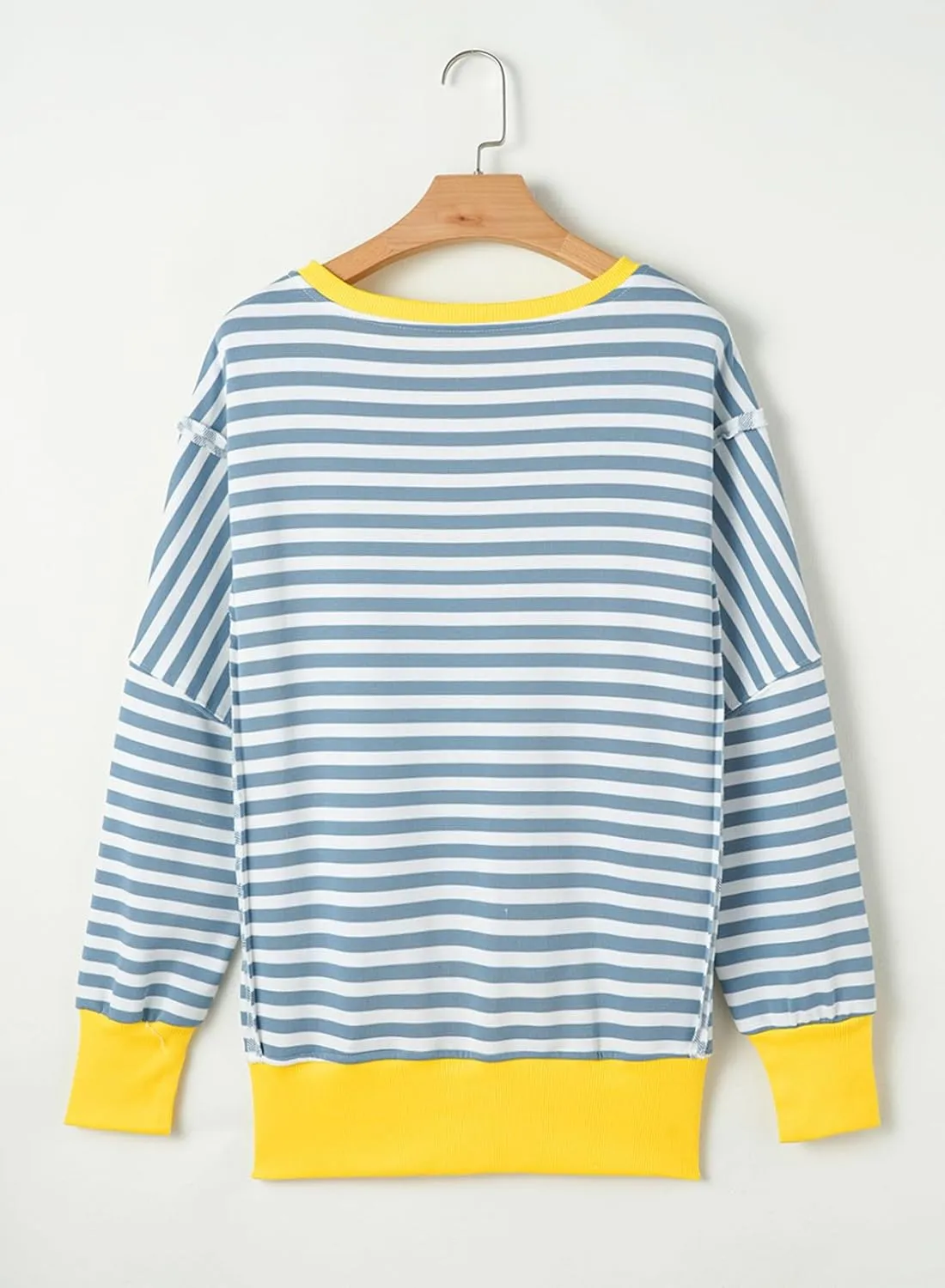 SHEWIN Womens Oversized Reverse Seam Sweatshirt Casual Long Sleeve Crewneck Lightweight Pullover Tops Loose Sweatshirts