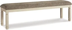Signature Design by Ashley Bolanburg Casual 65" Upholstered Dining Room Bench with Foam Cushion, Antique Cream & Brown
