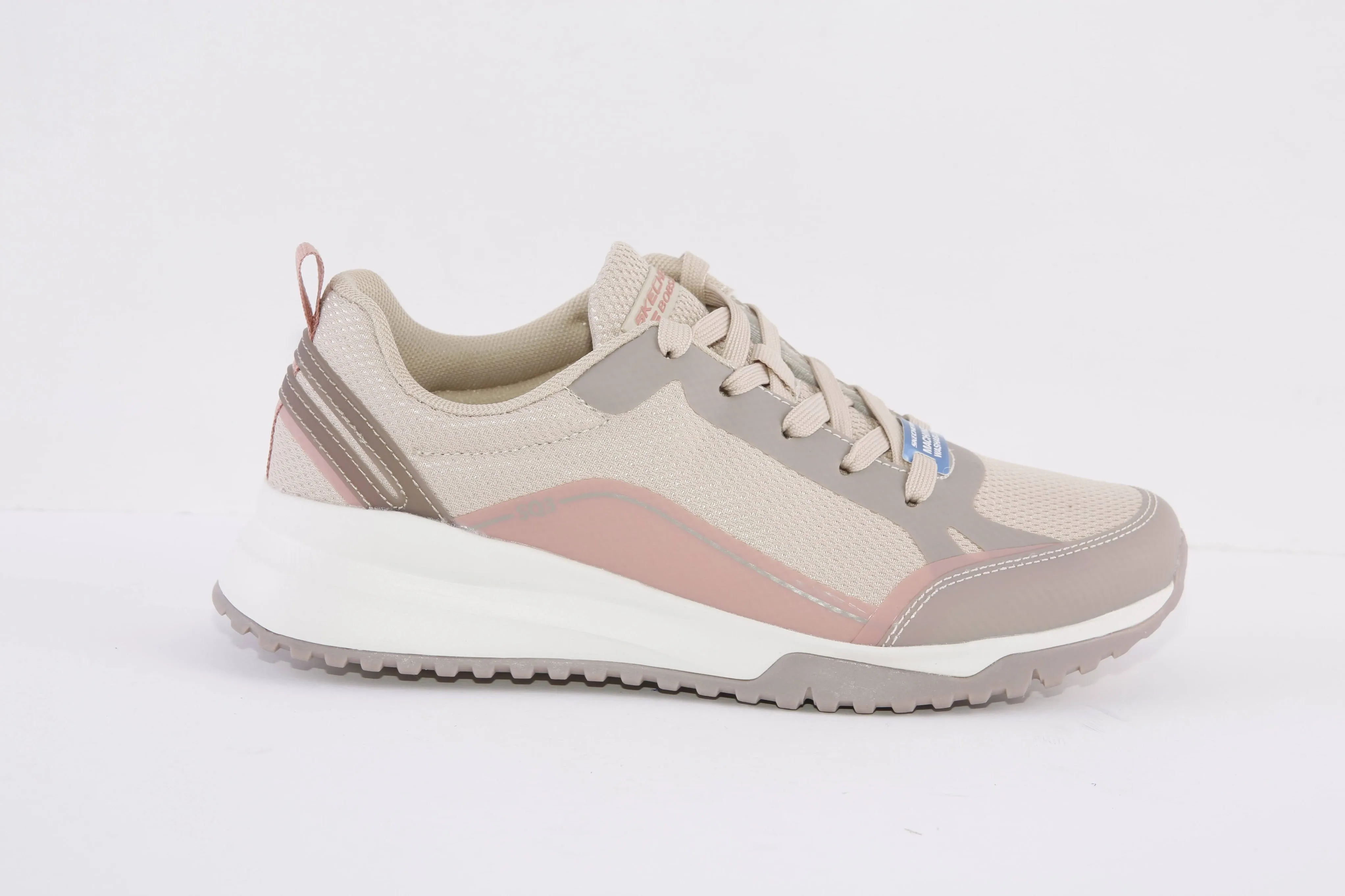 SKECHERS - 117184 BOBS SQUAD 3 STAR FLIGHT-LACED TRAINER - BEIGE COMBI