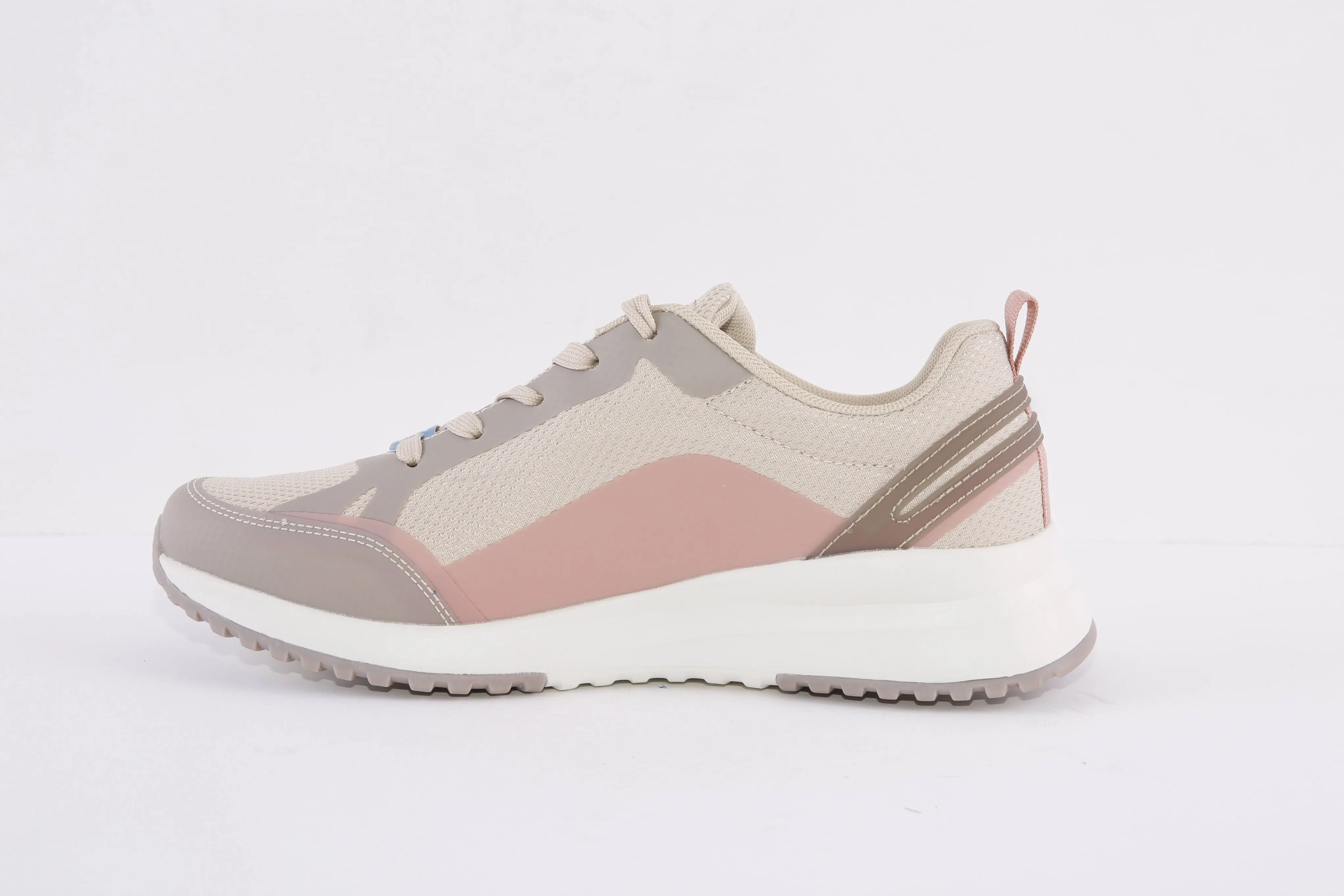 SKECHERS - 117184 BOBS SQUAD 3 STAR FLIGHT-LACED TRAINER - BEIGE COMBI