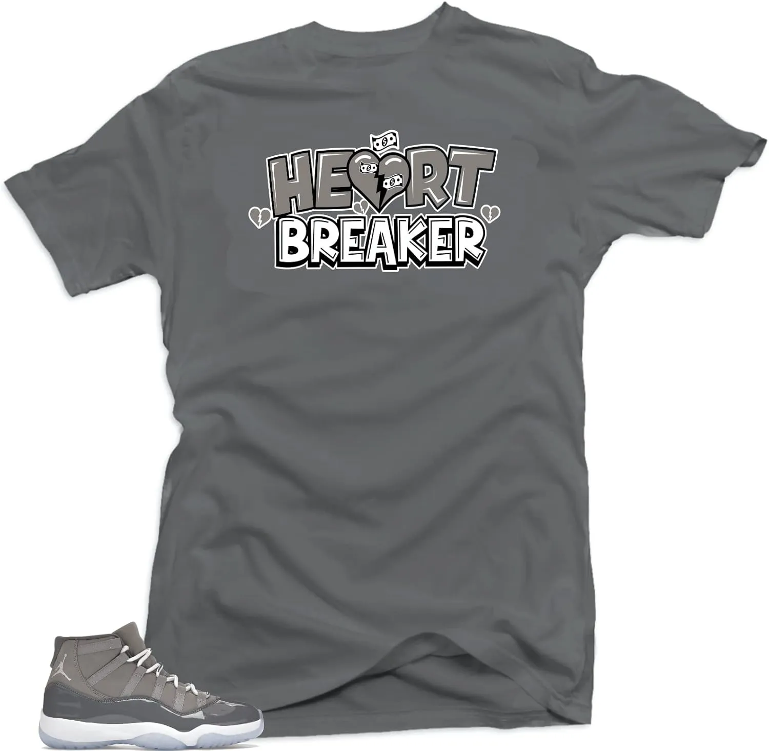 SNELOS Shirt to Match Sneaker Jordan 11 Cool Grey Match Jordan Tee