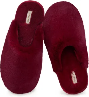 Snug Leaves Women's Fuzzy Scuff Slippers Soft Comfy Memory Foam Non-slip Indoor House Shoes