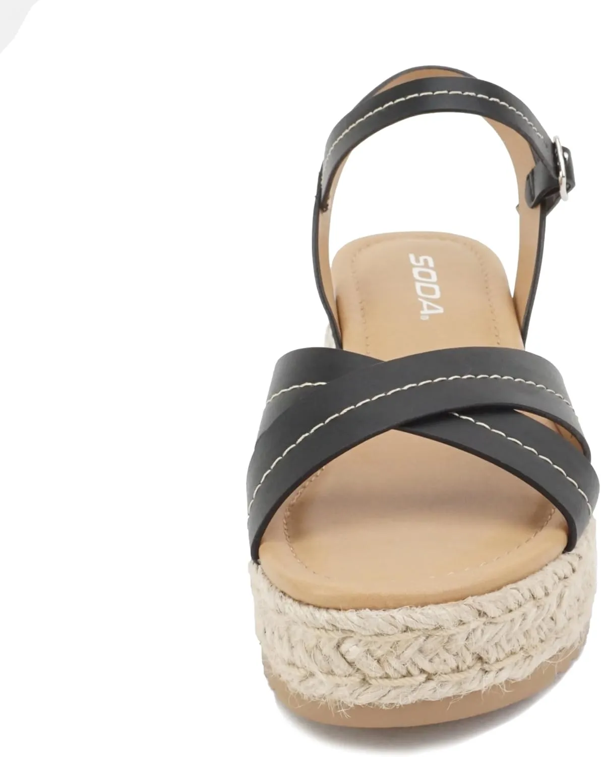 Soda “Abound” ~ Women Round Open Toe Crisscross Band Sandal with Adjustable Ankle Strap