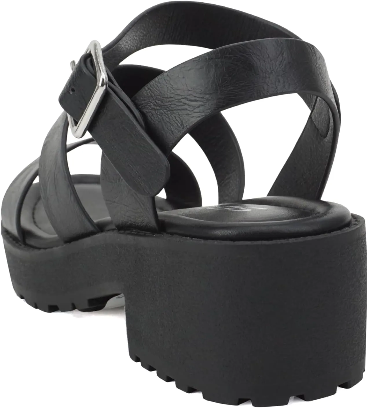 Soda ACCOUNT-2 ~ Little Kids/Children/Girls Open Toe Two Bands Lug sole Fashion Block Heel Sandals with Adjustable Ankle Strap