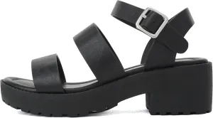 Soda ACCOUNT-2 ~ Little Kids/Children/Girls Open Toe Two Bands Lug sole Fashion Block Heel Sandals with Adjustable Ankle Strap