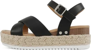 Soda “FIRELY” ~ Women Round Toe Crisscross Band Platform Espadrille Wedge Sandal with Adjustable Ankle Strap