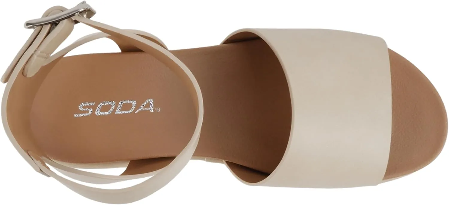 Soda “Magic” ~ Women Round Toe Single Band Platform Sandal with Adjustable Ankle Strap