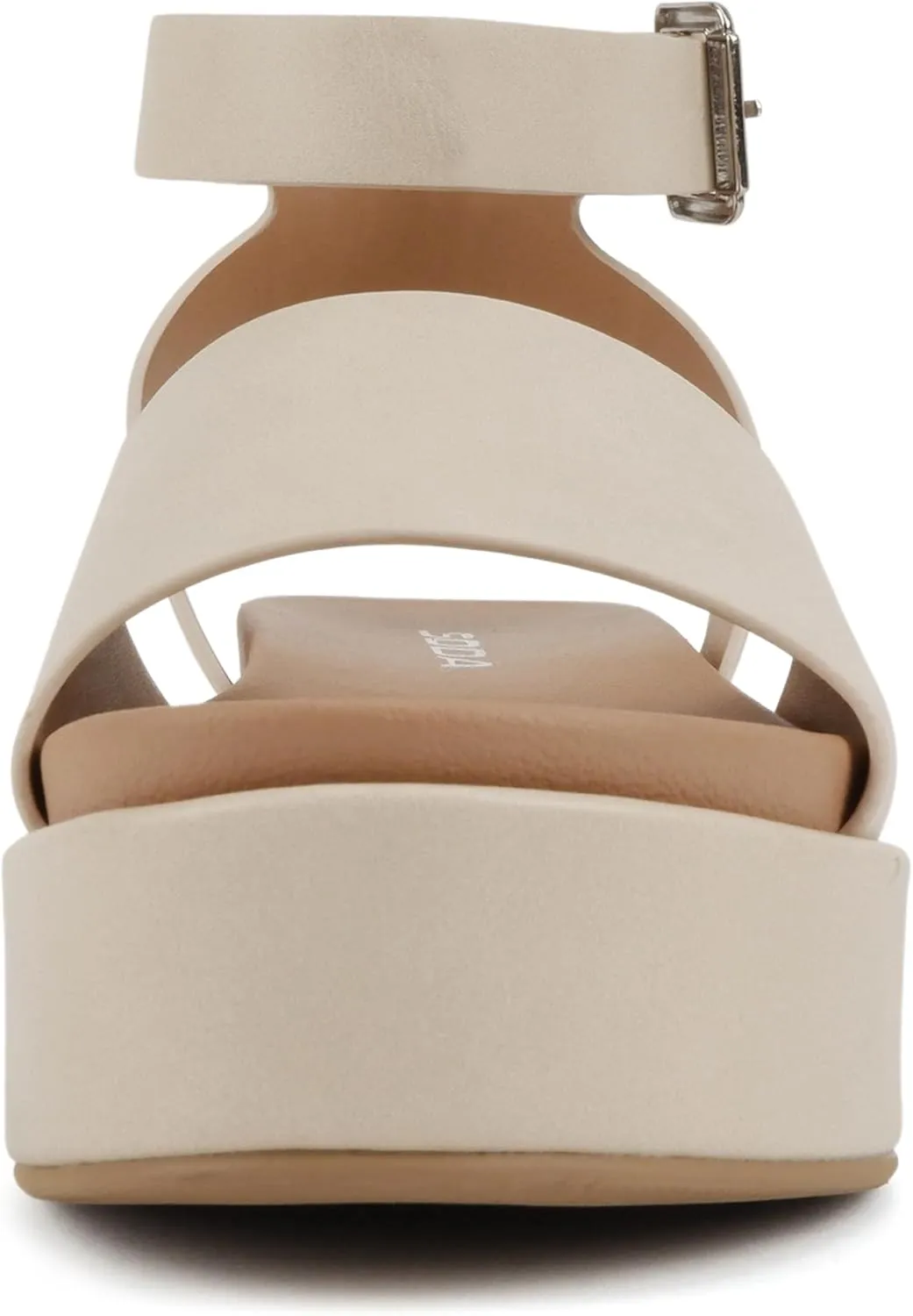 Soda “Magic” ~ Women Round Toe Single Band Platform Sandal with Adjustable Ankle Strap