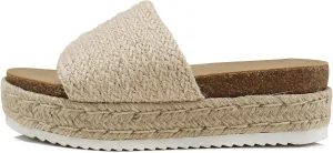 Soda PROCESS - Womens Open Toe Platform Wedge Heel Raffia Espadrille Flat Sandals