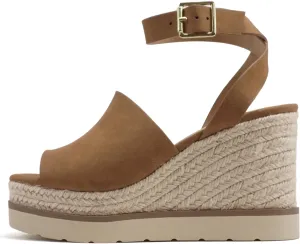 Soda “Stella” ~ Women Square Peep Toe Single Band Platform Espadrille Wedge Sandals with Adjustable Ankle Strap
