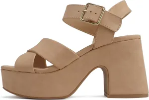 Soda “SYREN” ~ Women Open Round Toe Crisscross Band Ankle Strap Buckle High Heel Notch Wedge Sandal