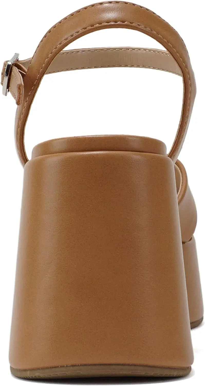 Soda “TECNO” ~ Women Square Toe Crisscross Upper High Heeled Wedge Sandal with Adjustable Ankle Strap