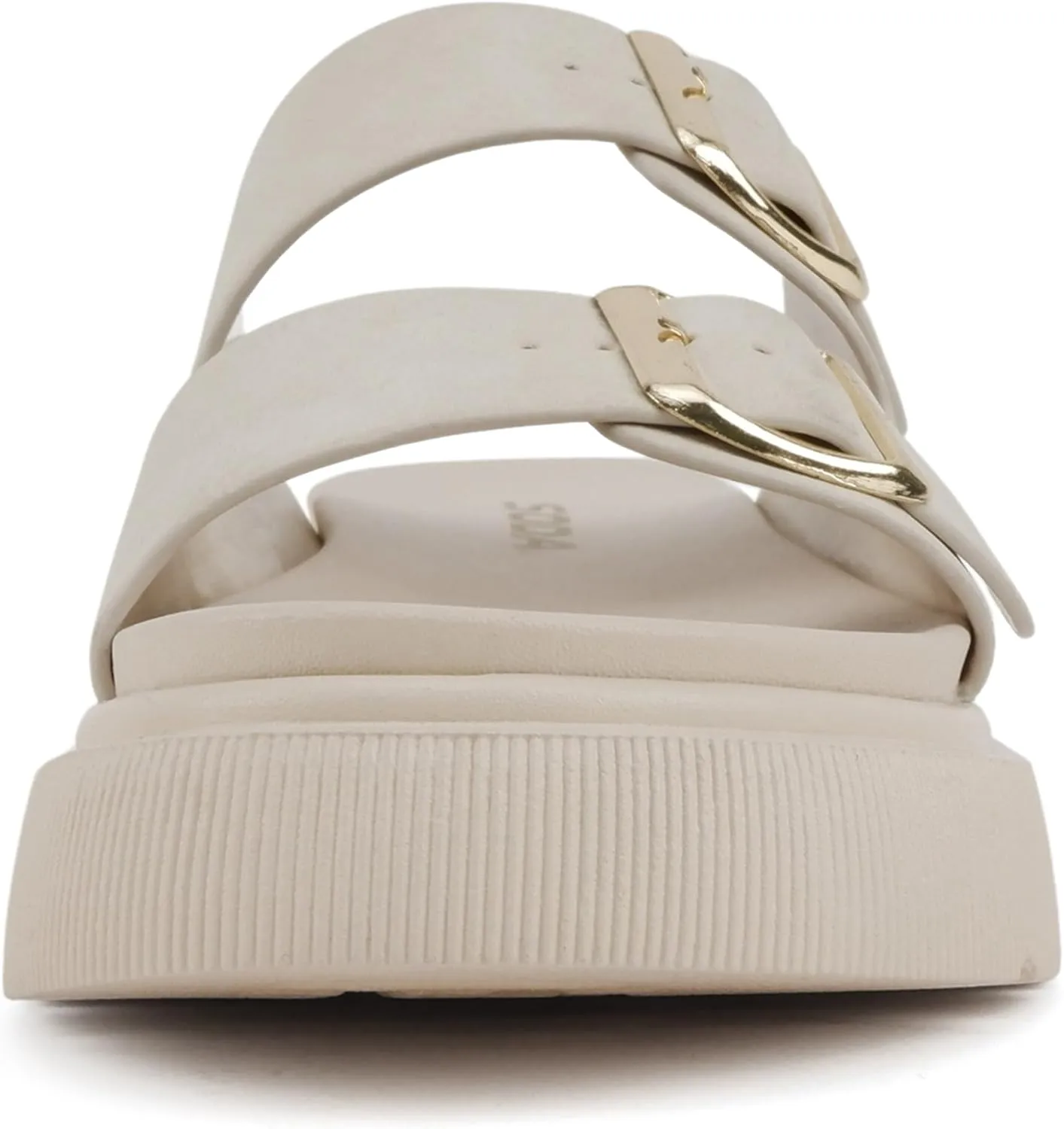 Soda “Uberta” ~ Women Round Toe Lug Sole Platform Slide Sandal with Two Adjustable Buckle Straps