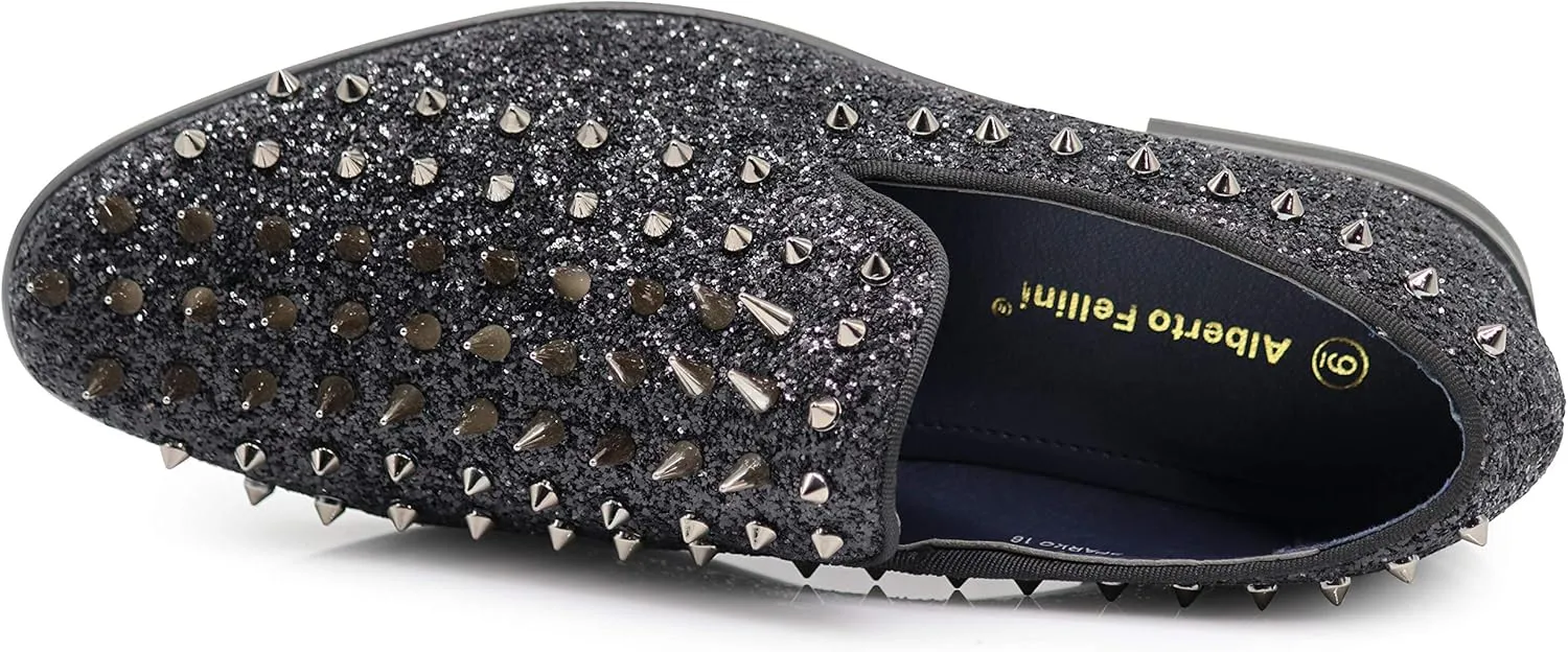 SPK09 Men's Vintage Spike Dress Loafers Slip On Fashion Shoes Classic Tuxedo Dress Shoes