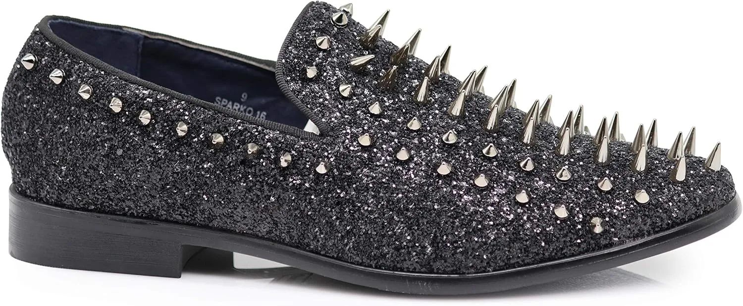 SPK09 Men's Vintage Spike Dress Loafers Slip On Fashion Shoes Classic Tuxedo Dress Shoes