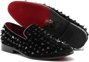 SPK16 Men's Vintage Spike Dress Loafers Slip On Fashion Shoes Classic Tuxedo Dress Shoes