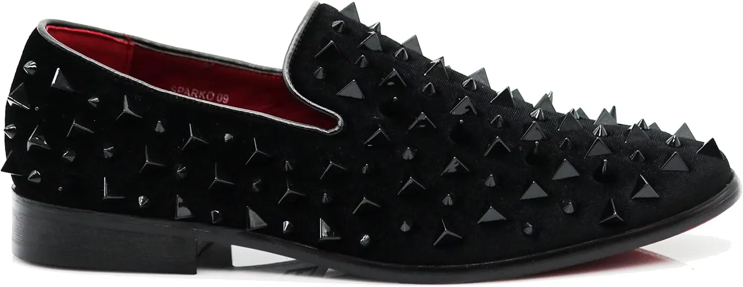 SPK16 Men's Vintage Spike Dress Loafers Slip On Fashion Shoes Classic Tuxedo Dress Shoes