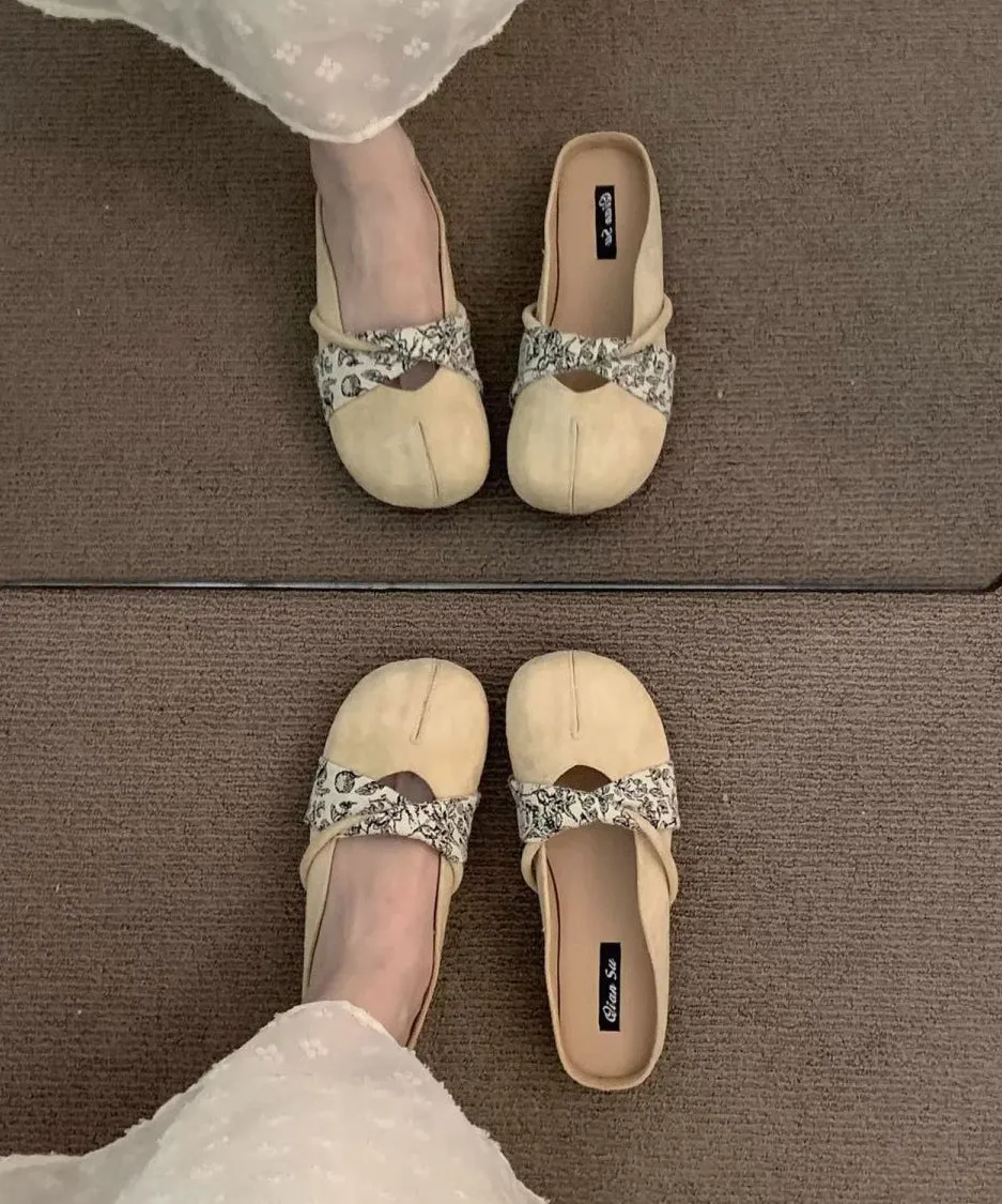 Splicing Chic Suede Boutique Slide Yellow Sandals