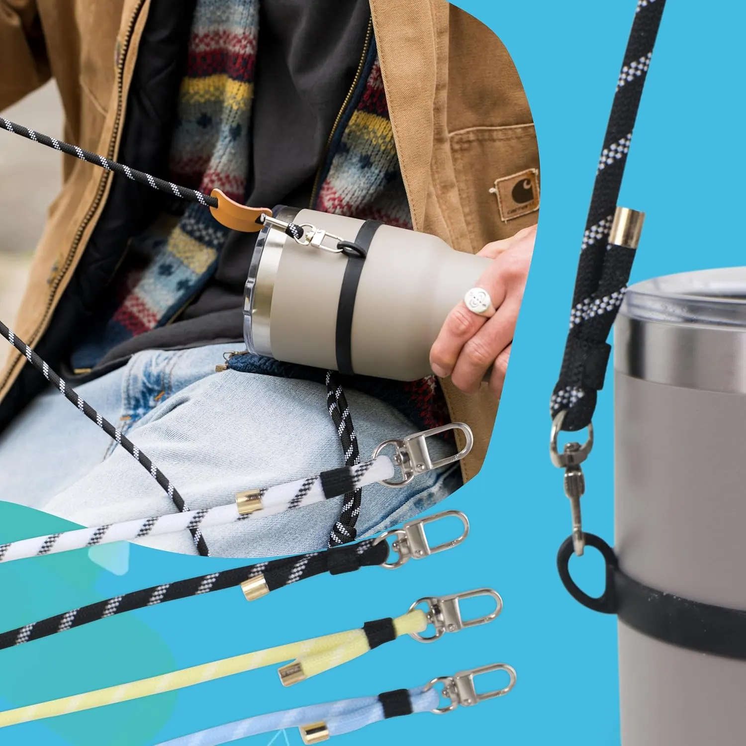 Strong Crossbody Water Bottle Holder with Strap. Compatible with Stanley Tumbler, Simple Modern. Universal Water Bottle Carrier with Strap, Lightweight Water Bottle Sling Carrier