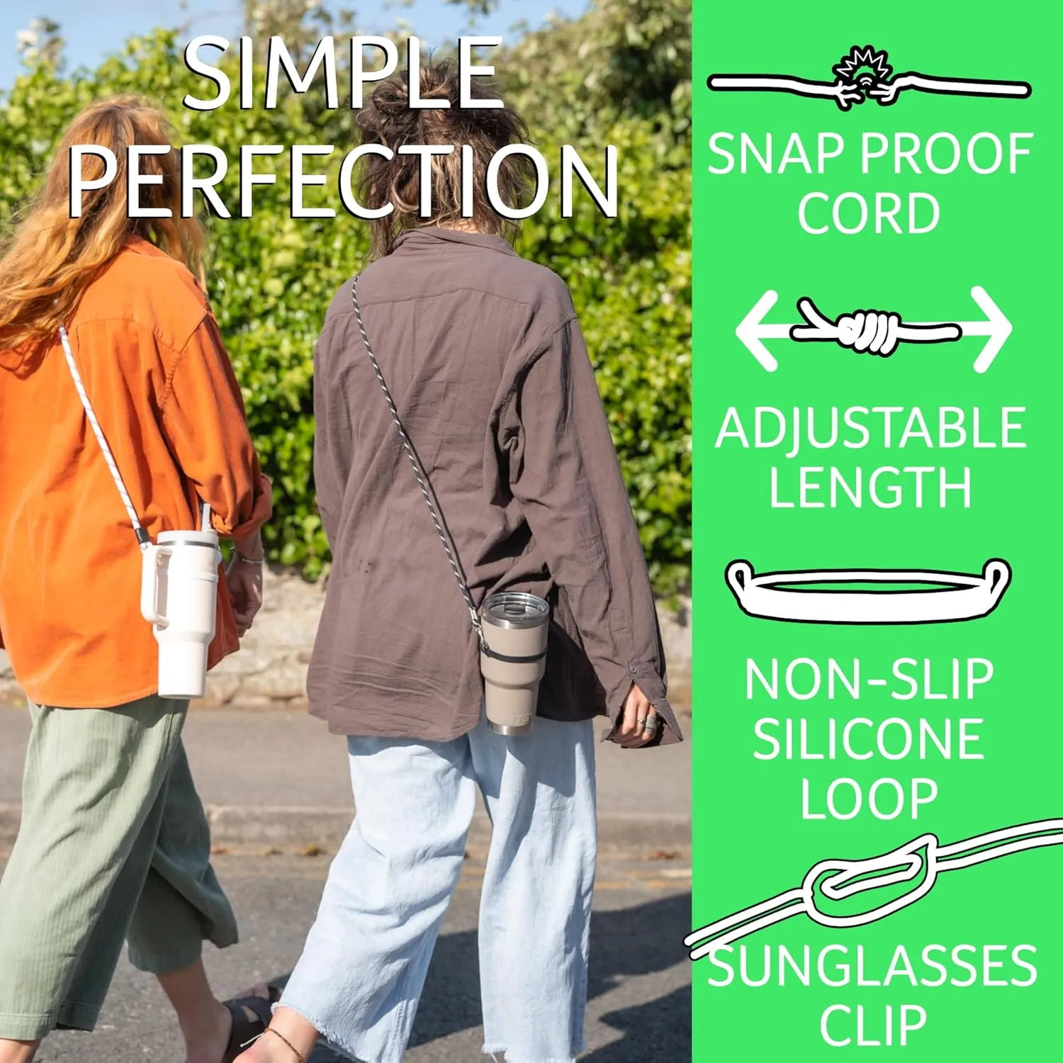Strong Crossbody Water Bottle Holder with Strap. Compatible with Stanley Tumbler, Simple Modern. Universal Water Bottle Carrier with Strap, Lightweight Water Bottle Sling Carrier