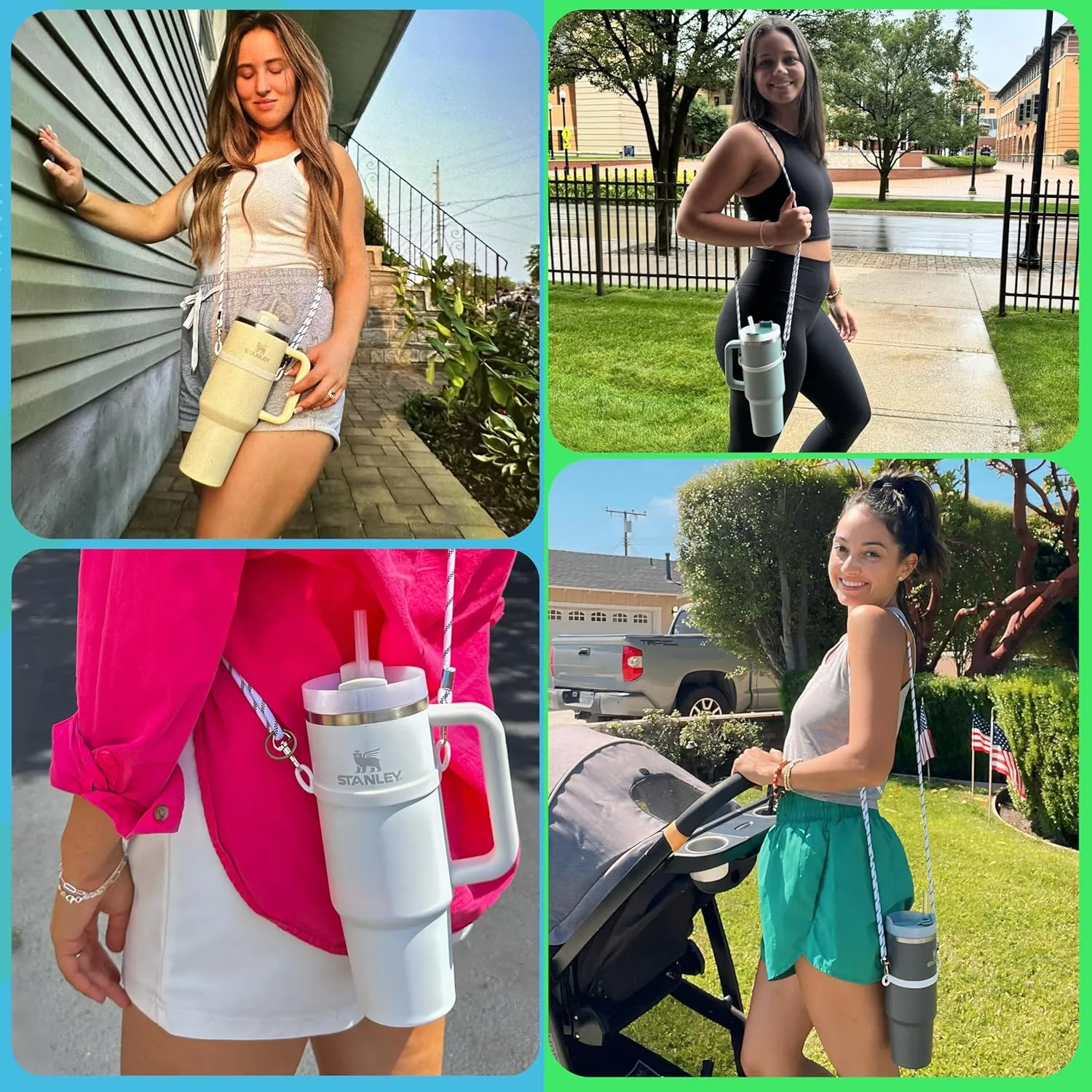 Strong Crossbody Water Bottle Holder with Strap. Compatible with Stanley Tumbler, Simple Modern. Universal Water Bottle Carrier with Strap, Lightweight Water Bottle Sling Carrier