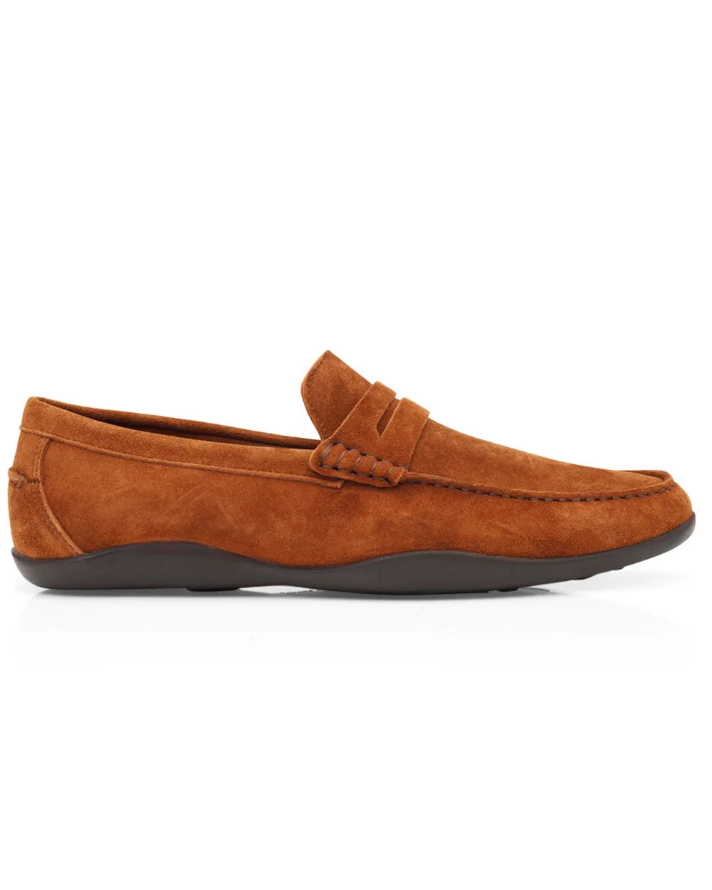 Suede Basel Kudu Penny Loafer in Tobacco