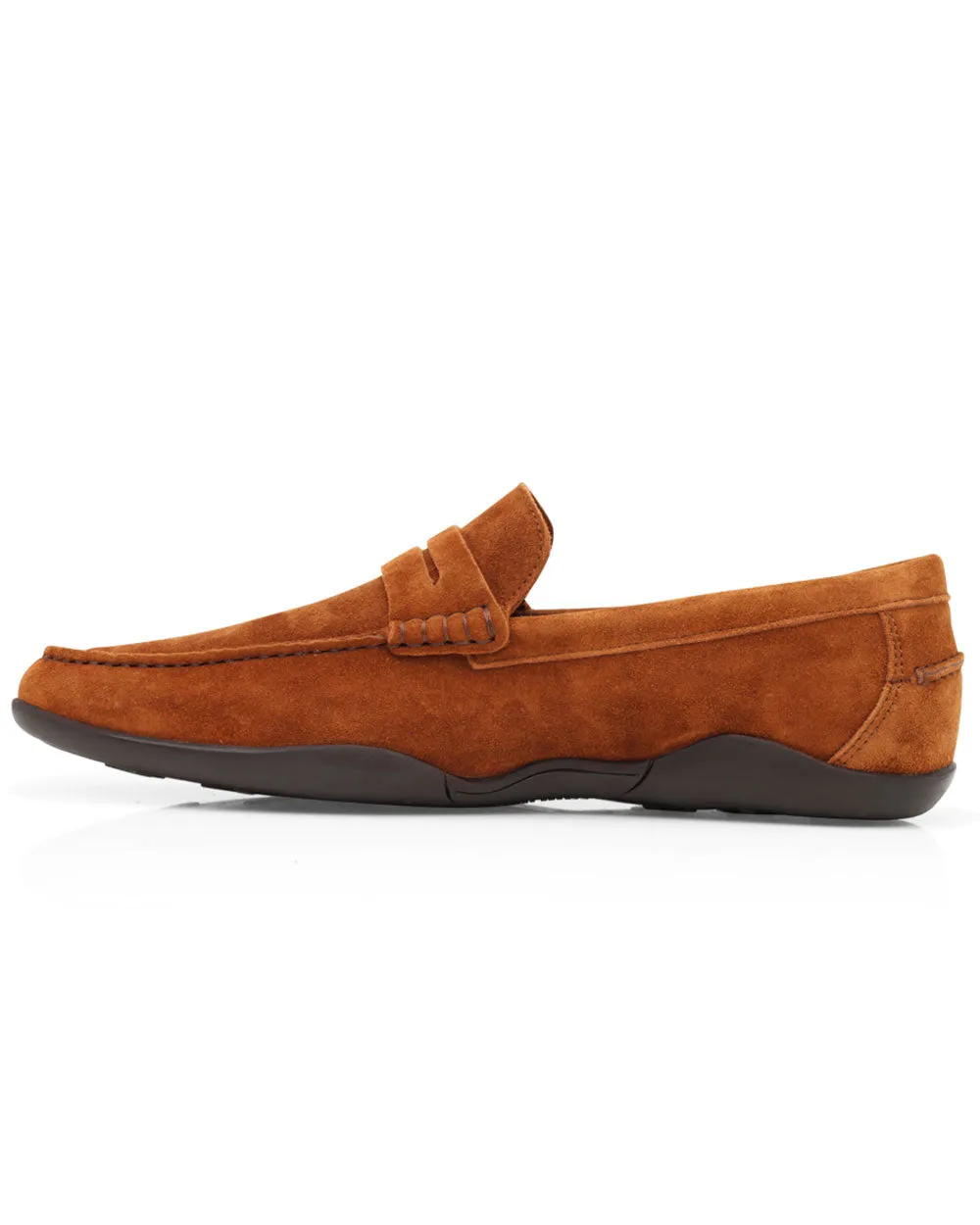 Suede Basel Kudu Penny Loafer in Tobacco