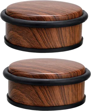 Sumnacon 2Pcs Heavy Duty Door Stoppers No Drill, Sturdy Stainless Steel Floor Door Stops with Anti-Skid Rubber - Decorative Metal Doorstops for Home Office Commercial Industrial, Woodgrain
