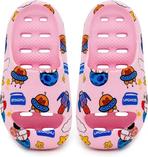 techcity Boys Girls Slide Sandals Soft Cushioned Thick Sole Non-slip Summer Slippers Quick Drying Bathroom Shower Pool Beach Sandals for Toddler Little Kids