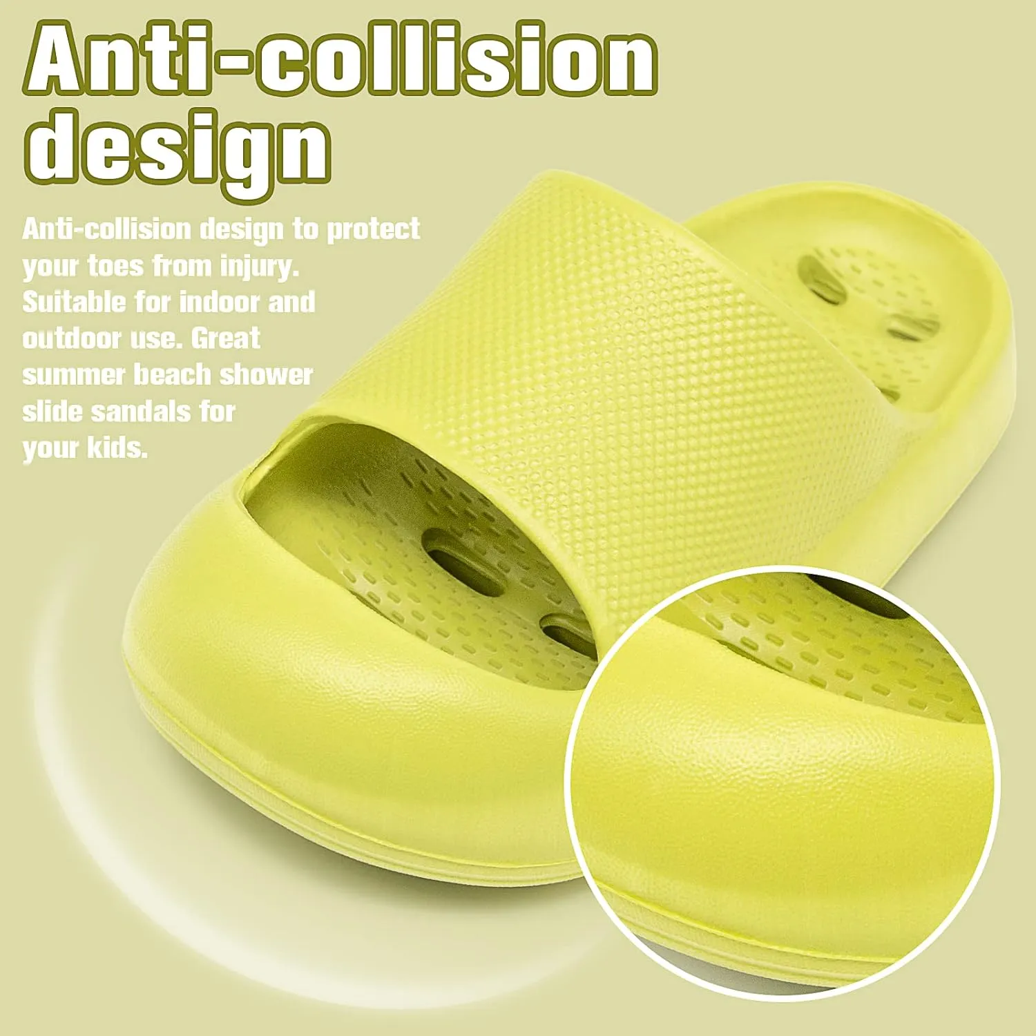 techcity Boys Girls Slide Sandals Soft Cushioned Thick Sole Non-slip Summer Slippers Quick Drying Bathroom Shower Pool Beach Sandals for Toddler Little Kids